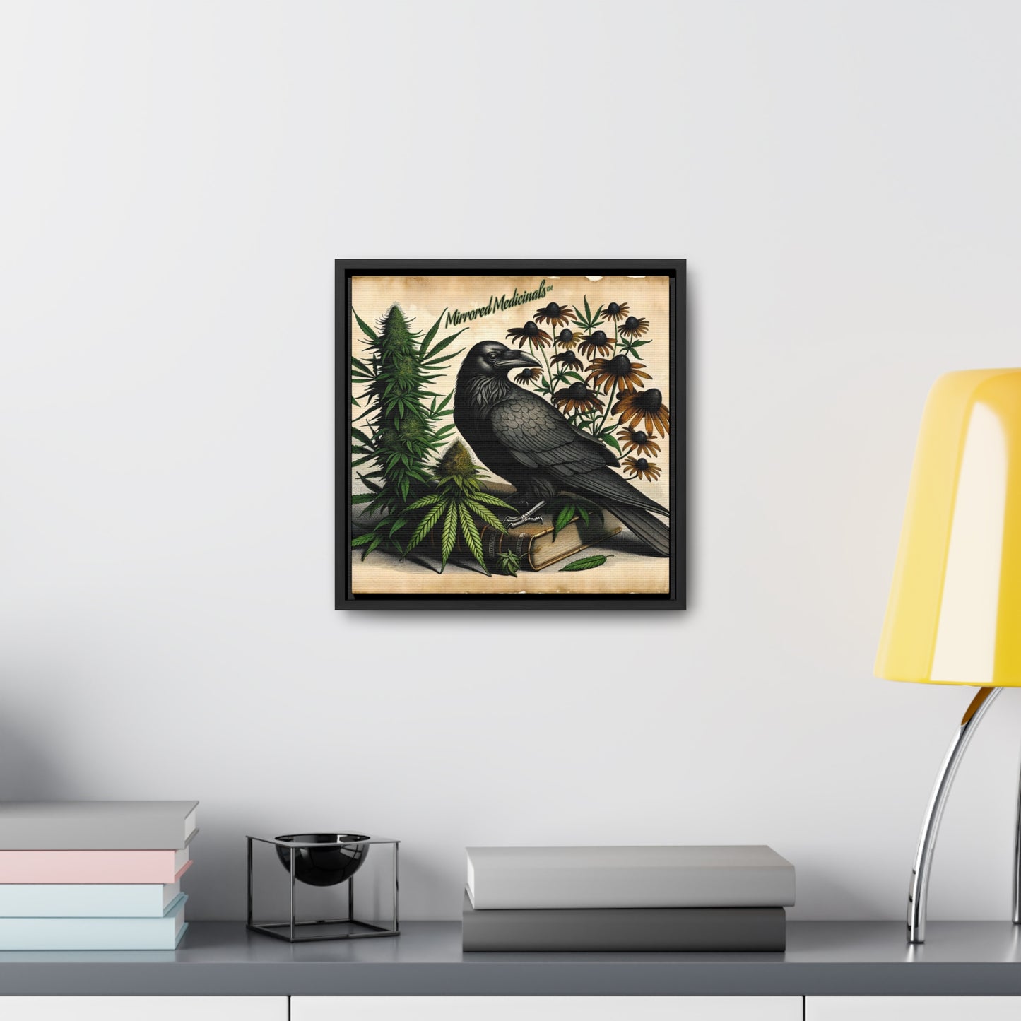 Old Line Raven 3 - Gallery Canvas Wraps, Square Frame