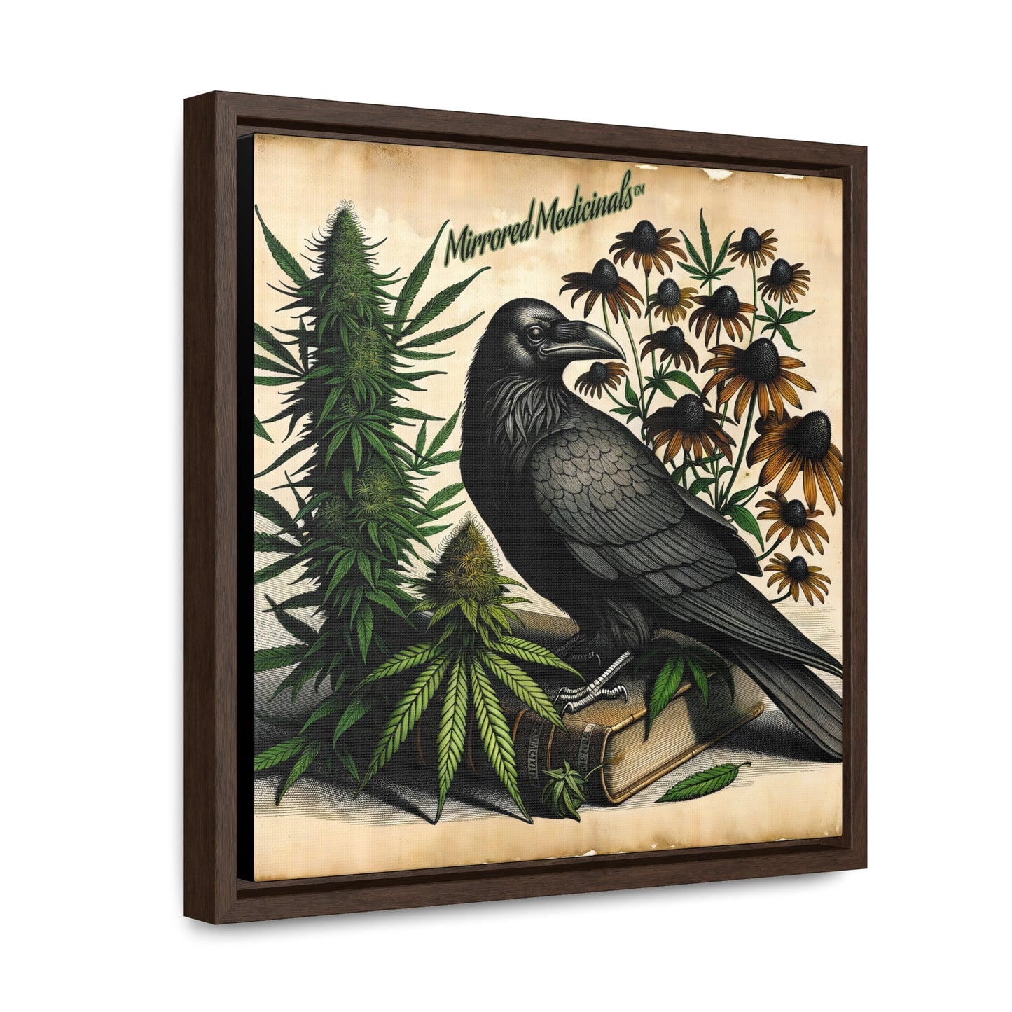 Old Line Raven 3 - Gallery Canvas Wraps, Square Frame