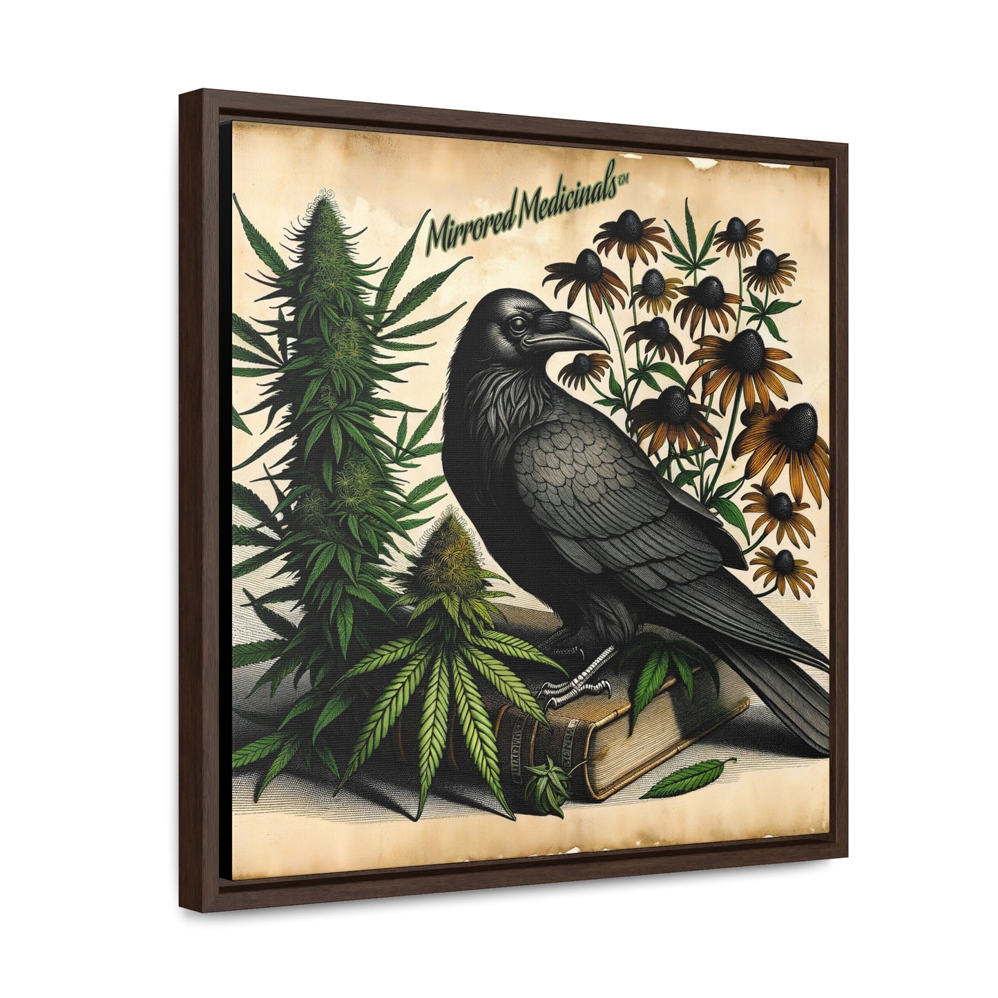 Old Line Raven 3 - Gallery Canvas Wraps, Square Frame