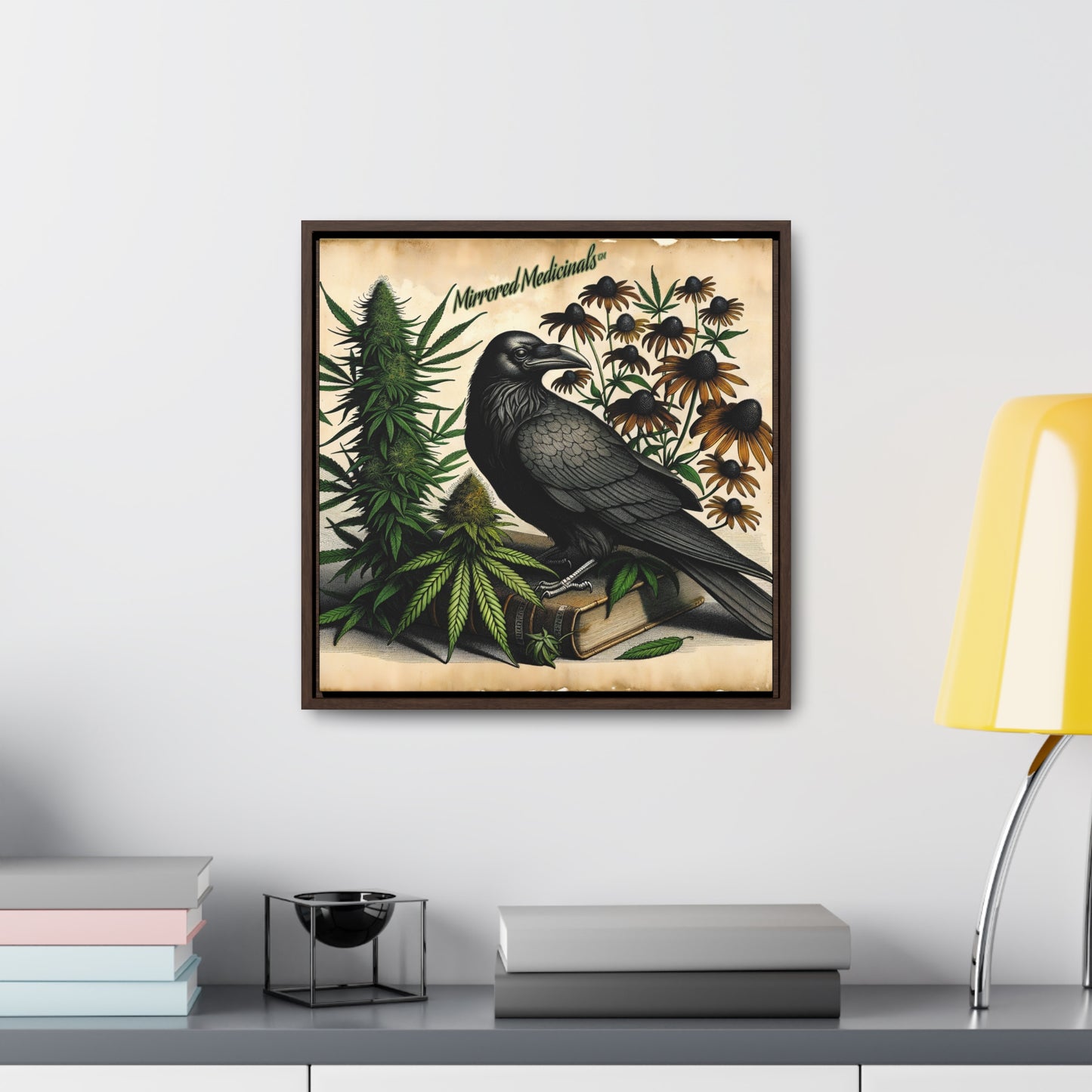 Old Line Raven 3 - Gallery Canvas Wraps, Square Frame