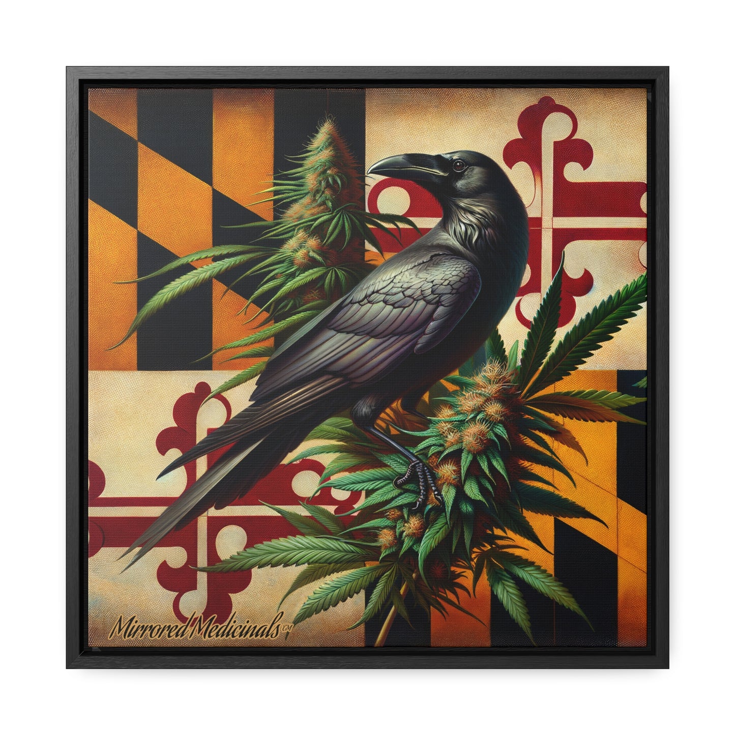 Old Line Raven 1 - Gallery Canvas Wraps, Square Frame