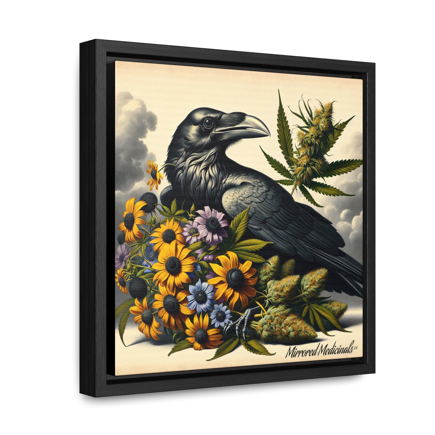 Old Line Raven 2 - Gallery Canvas Wraps, Square Frame