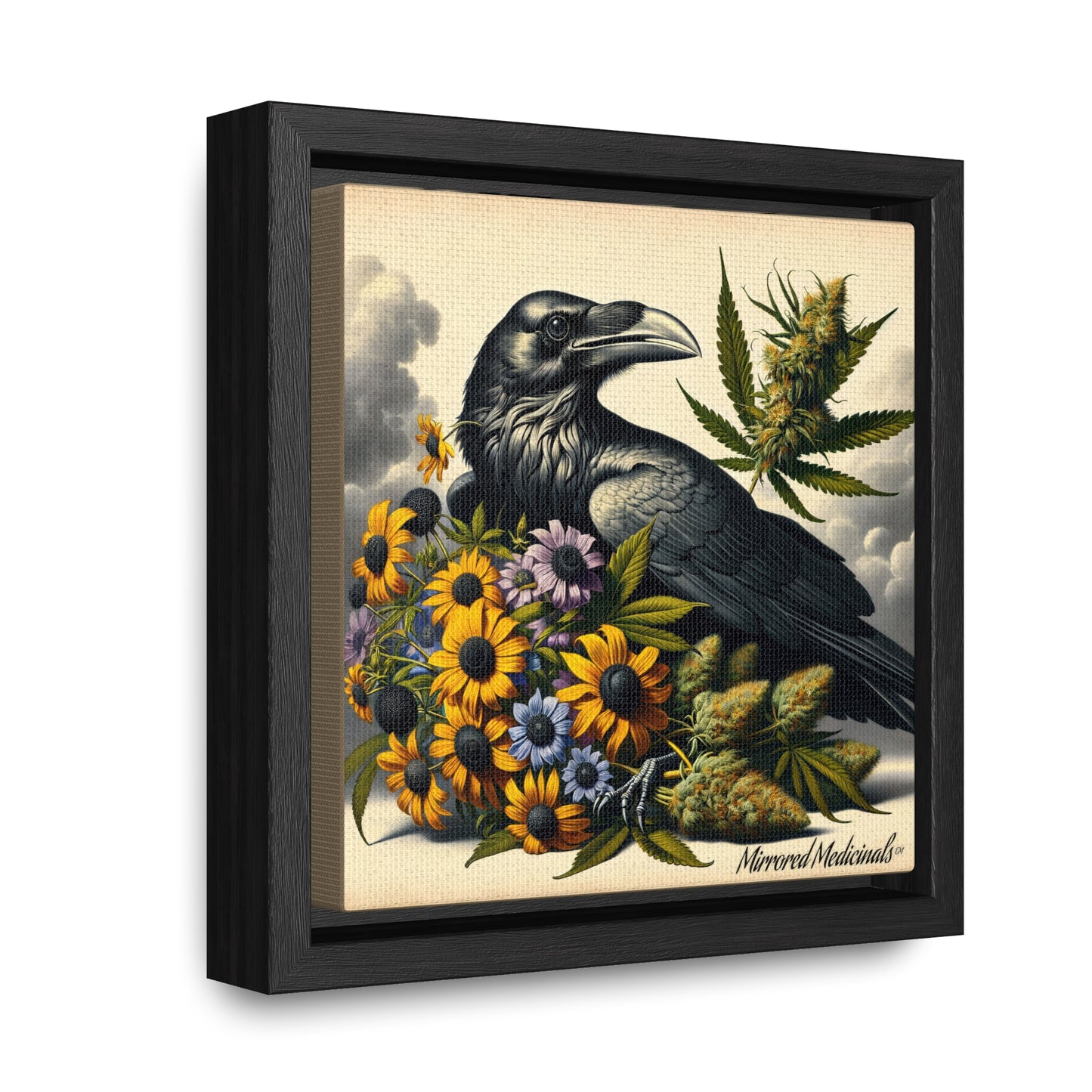 Old Line Raven 2 - Gallery Canvas Wraps, Square Frame