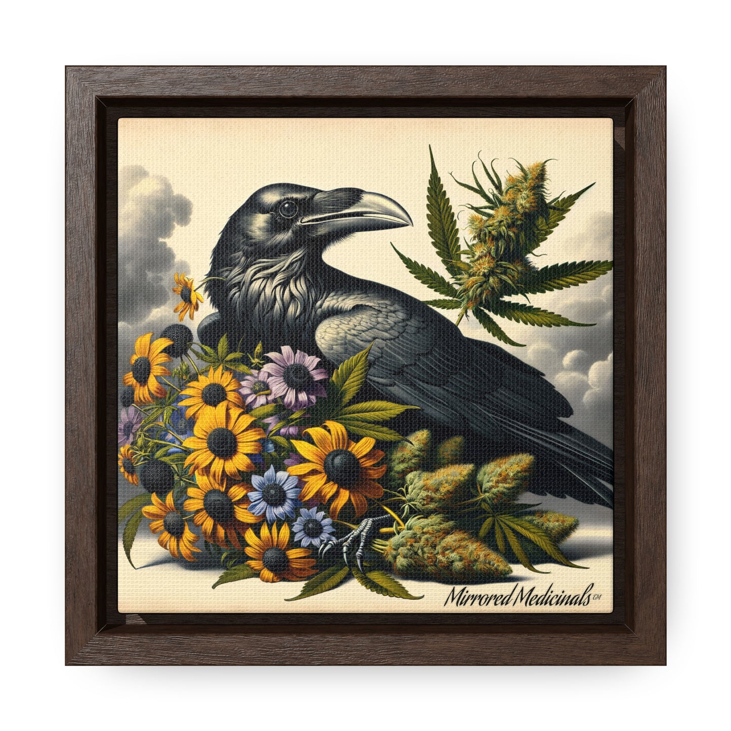 Old Line Raven 2 - Gallery Canvas Wraps, Square Frame