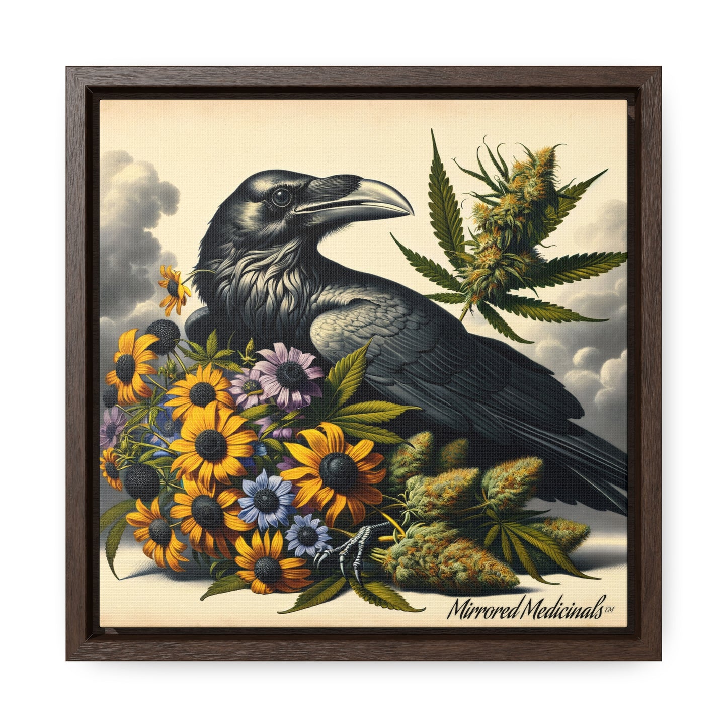 Old Line Raven 2 - Gallery Canvas Wraps, Square Frame