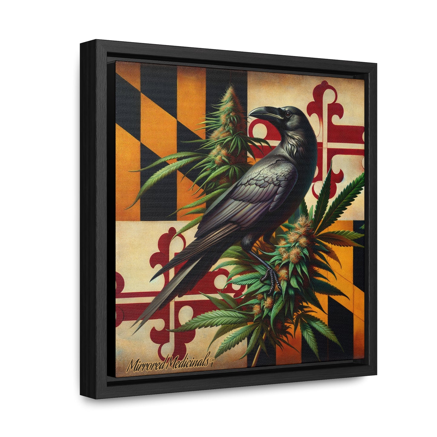 Old Line Raven 1 - Gallery Canvas Wraps, Square Frame