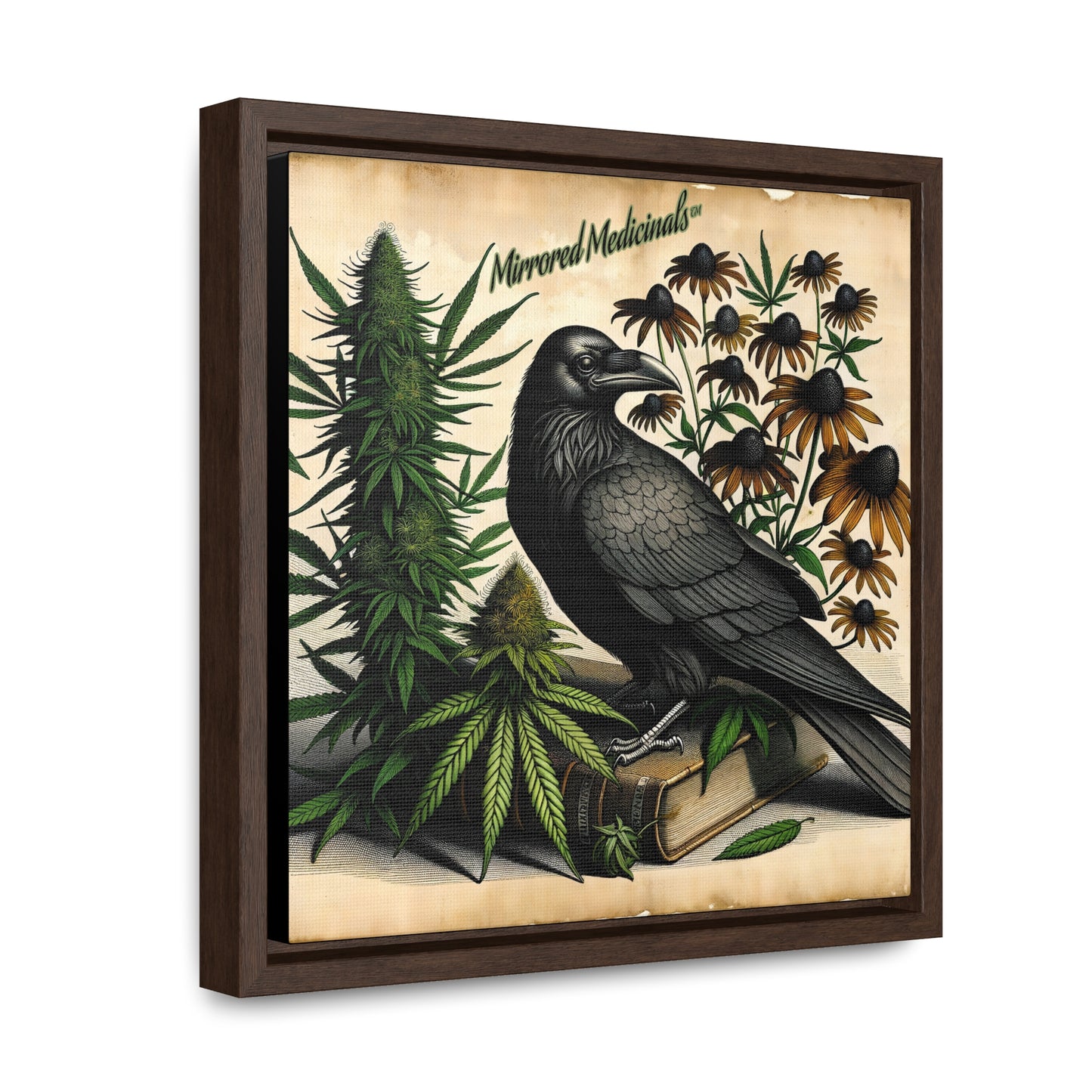 Old Line Raven 3 - Gallery Canvas Wraps, Square Frame