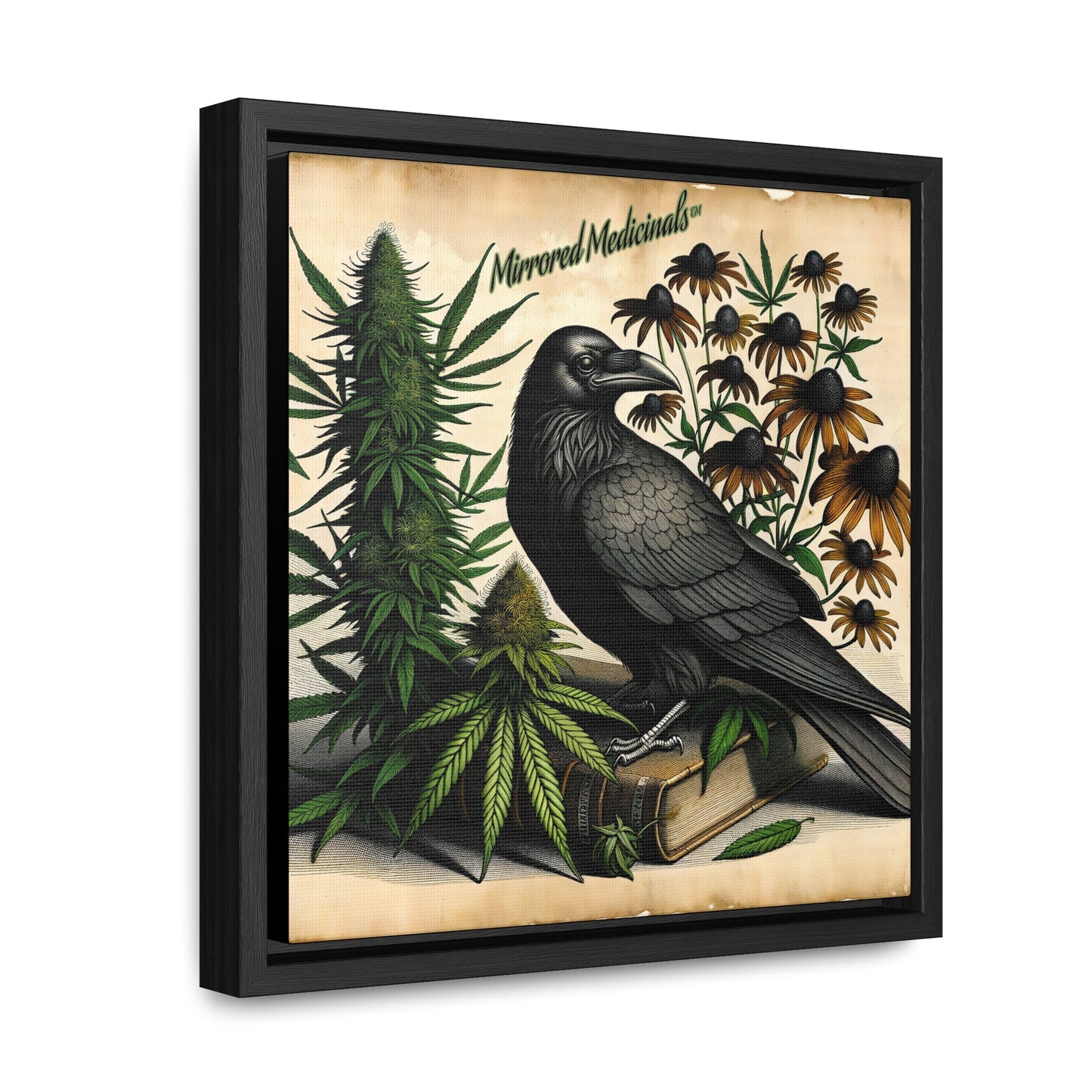 Old Line Raven 3 - Gallery Canvas Wraps, Square Frame