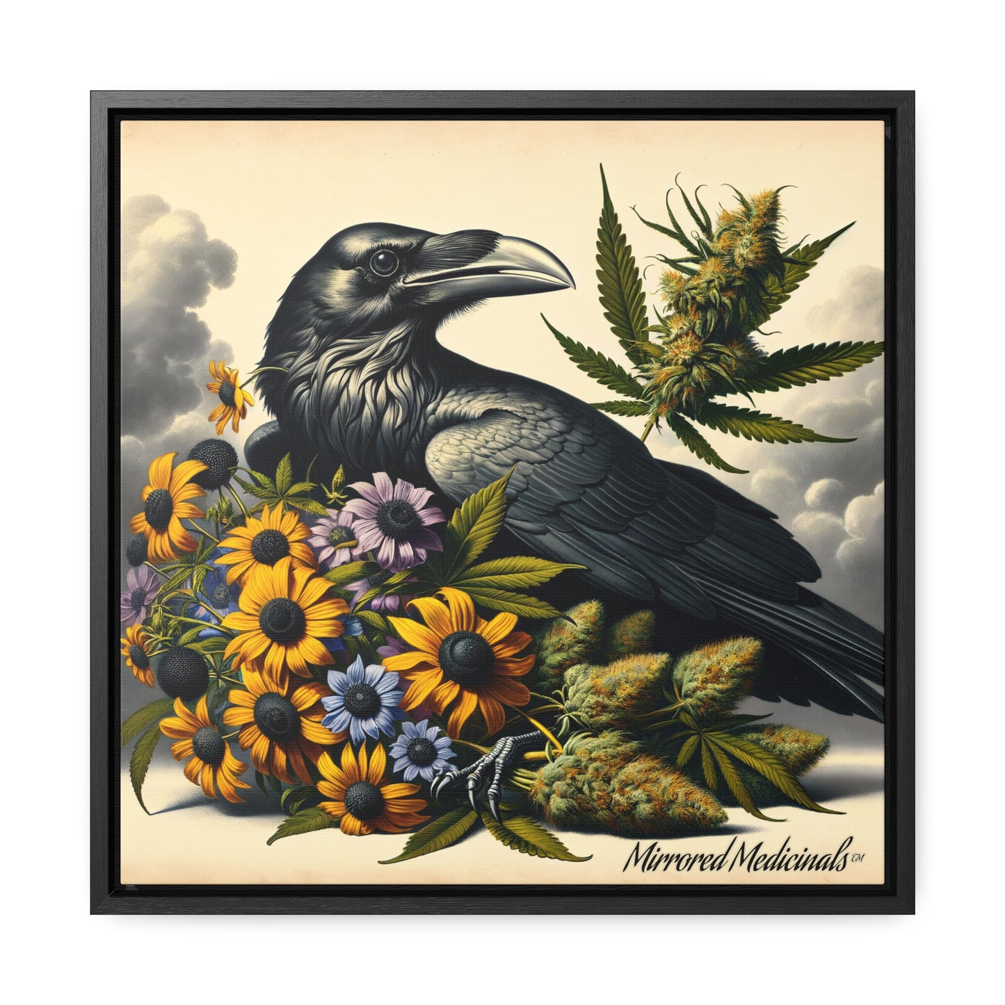 Old Line Raven 2 - Gallery Canvas Wraps, Square Frame