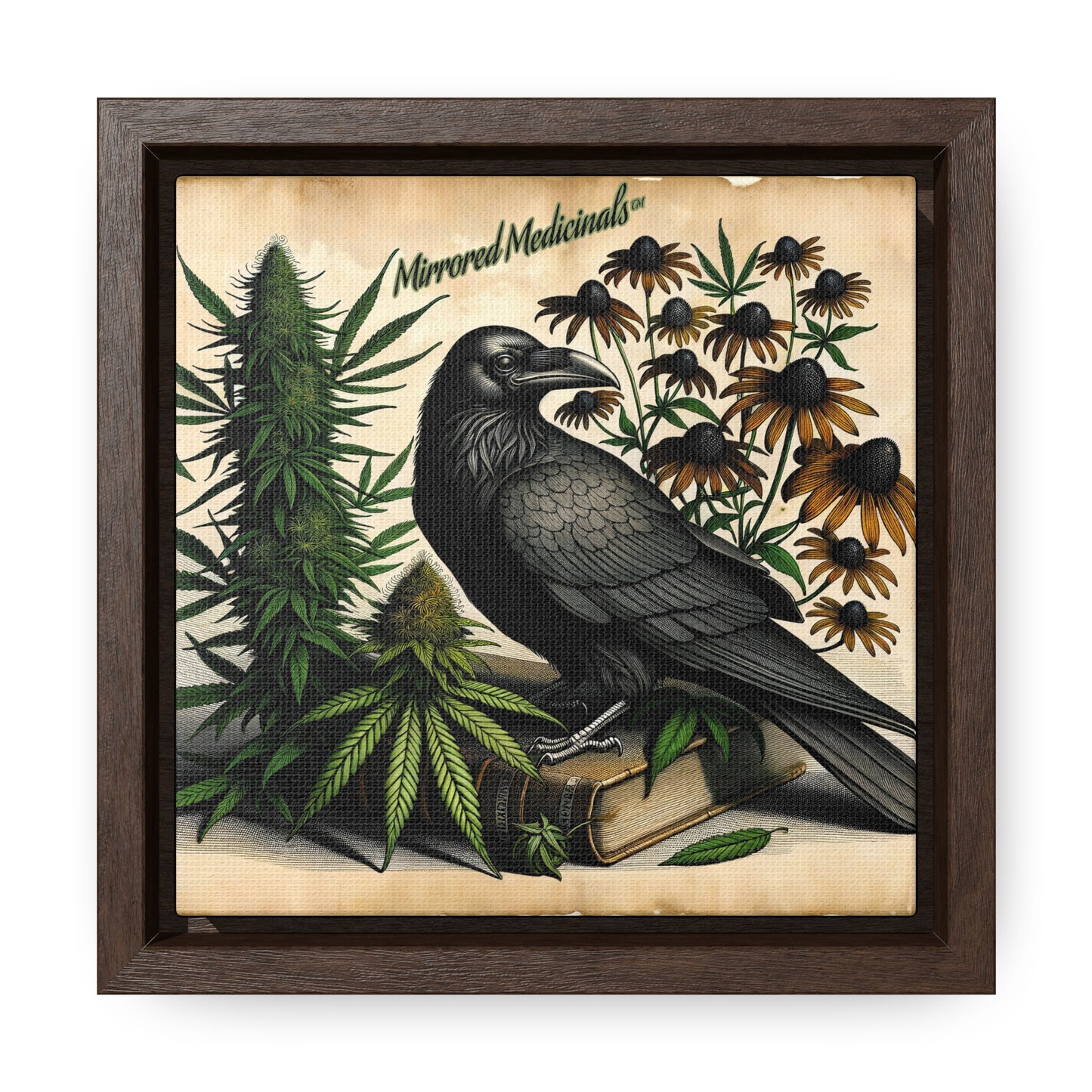 Old Line Raven 3 - Gallery Canvas Wraps, Square Frame