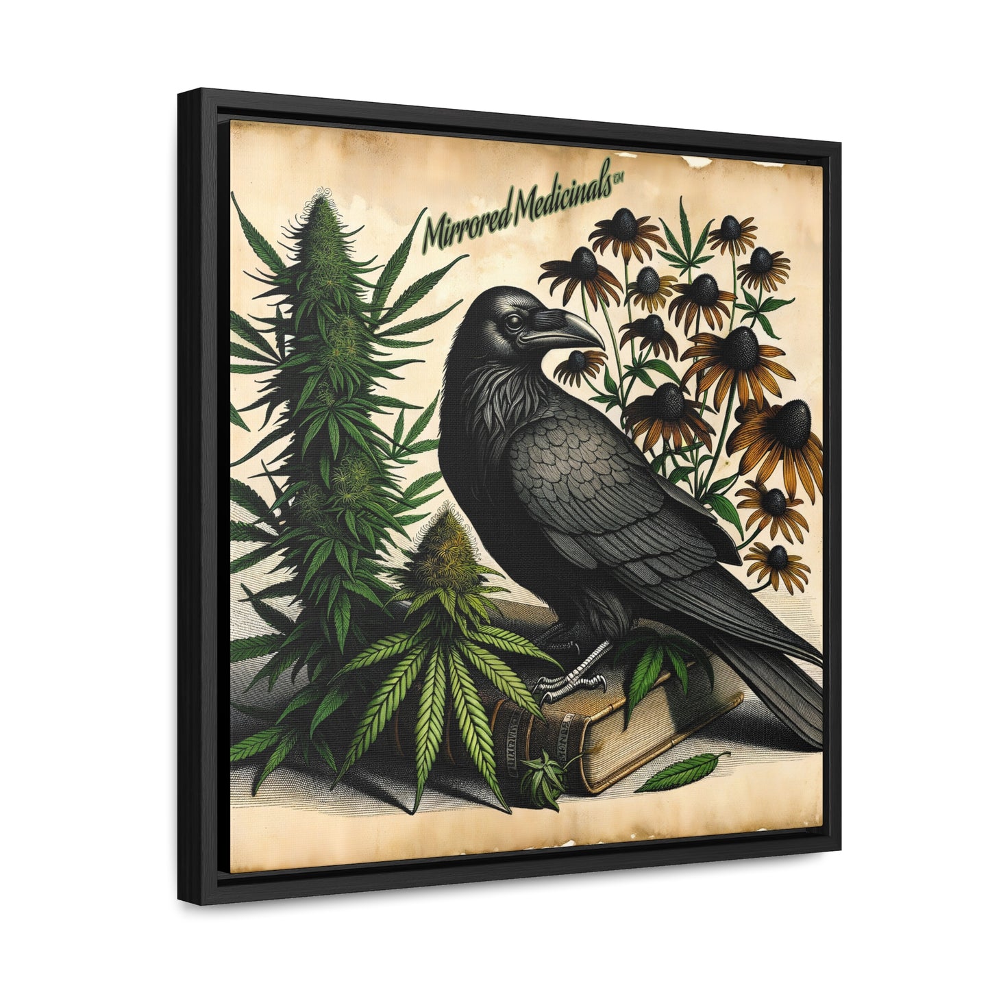 Old Line Raven 3 - Gallery Canvas Wraps, Square Frame