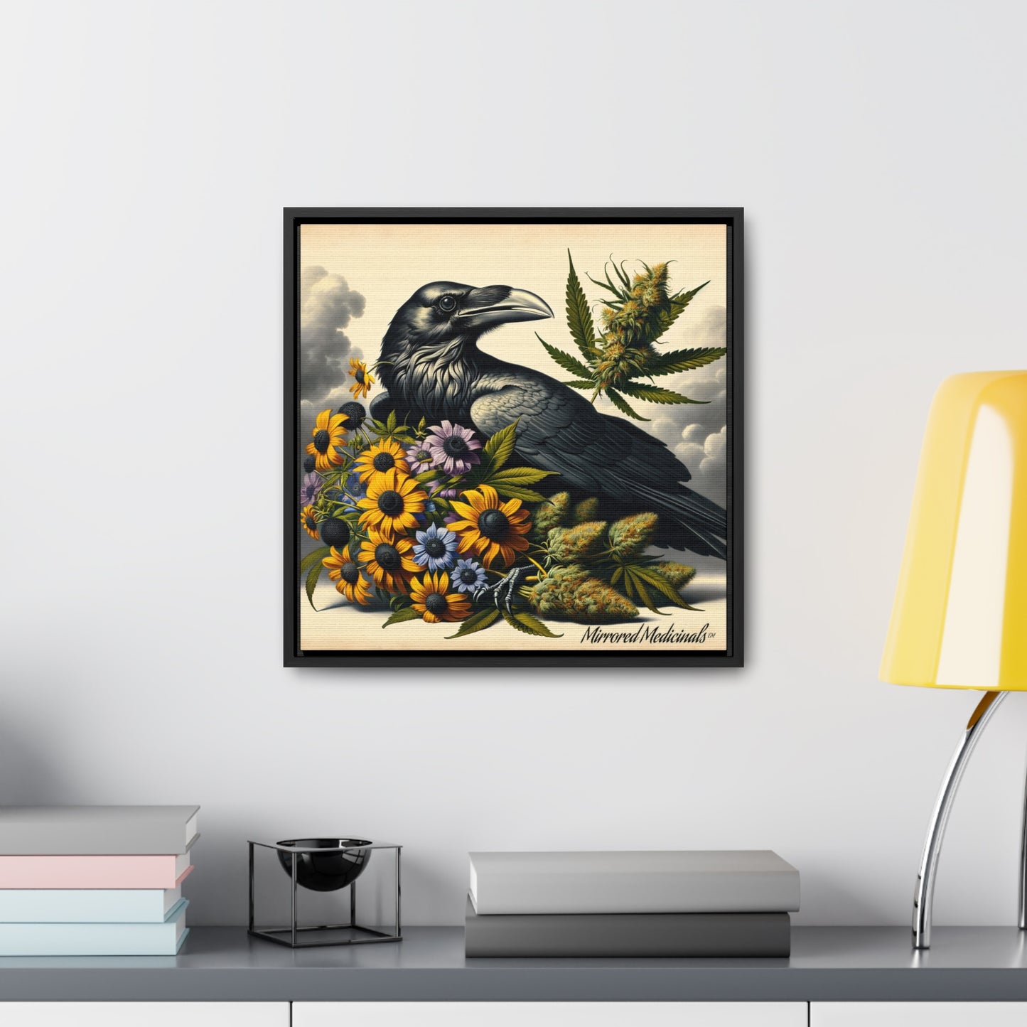 Old Line Raven 2 - Gallery Canvas Wraps, Square Frame