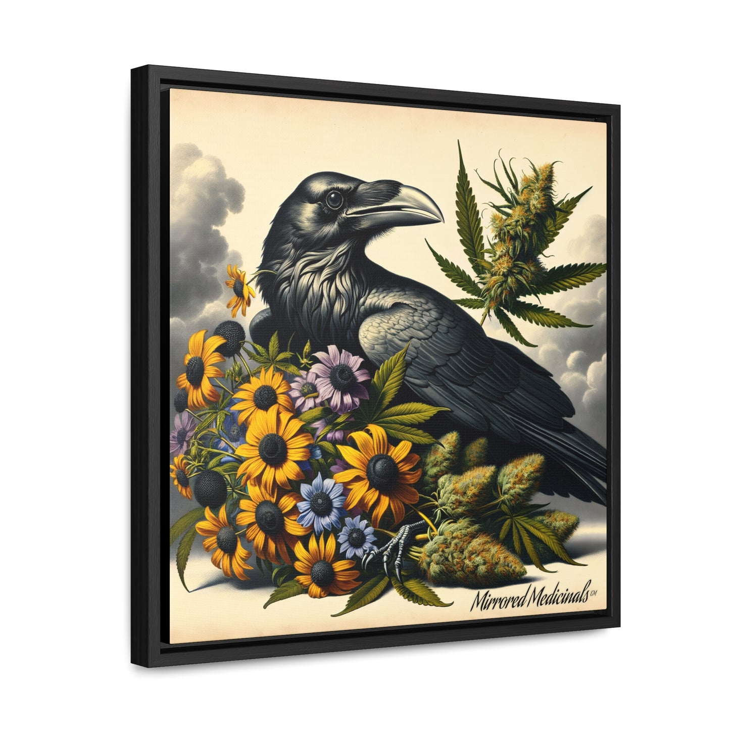 Old Line Raven 2 - Gallery Canvas Wraps, Square Frame