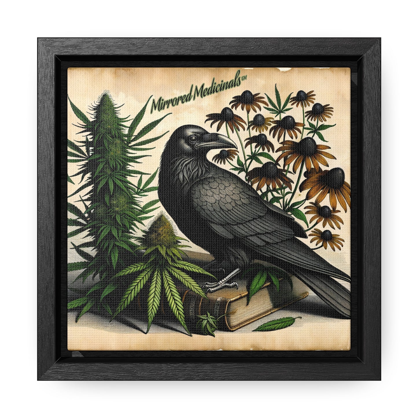 Old Line Raven 3 - Gallery Canvas Wraps, Square Frame