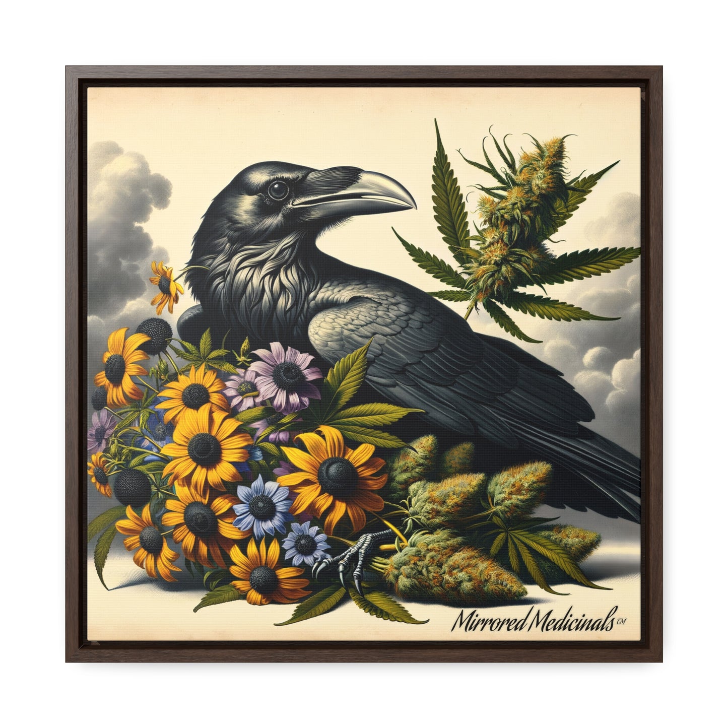 Old Line Raven 2 - Gallery Canvas Wraps, Square Frame