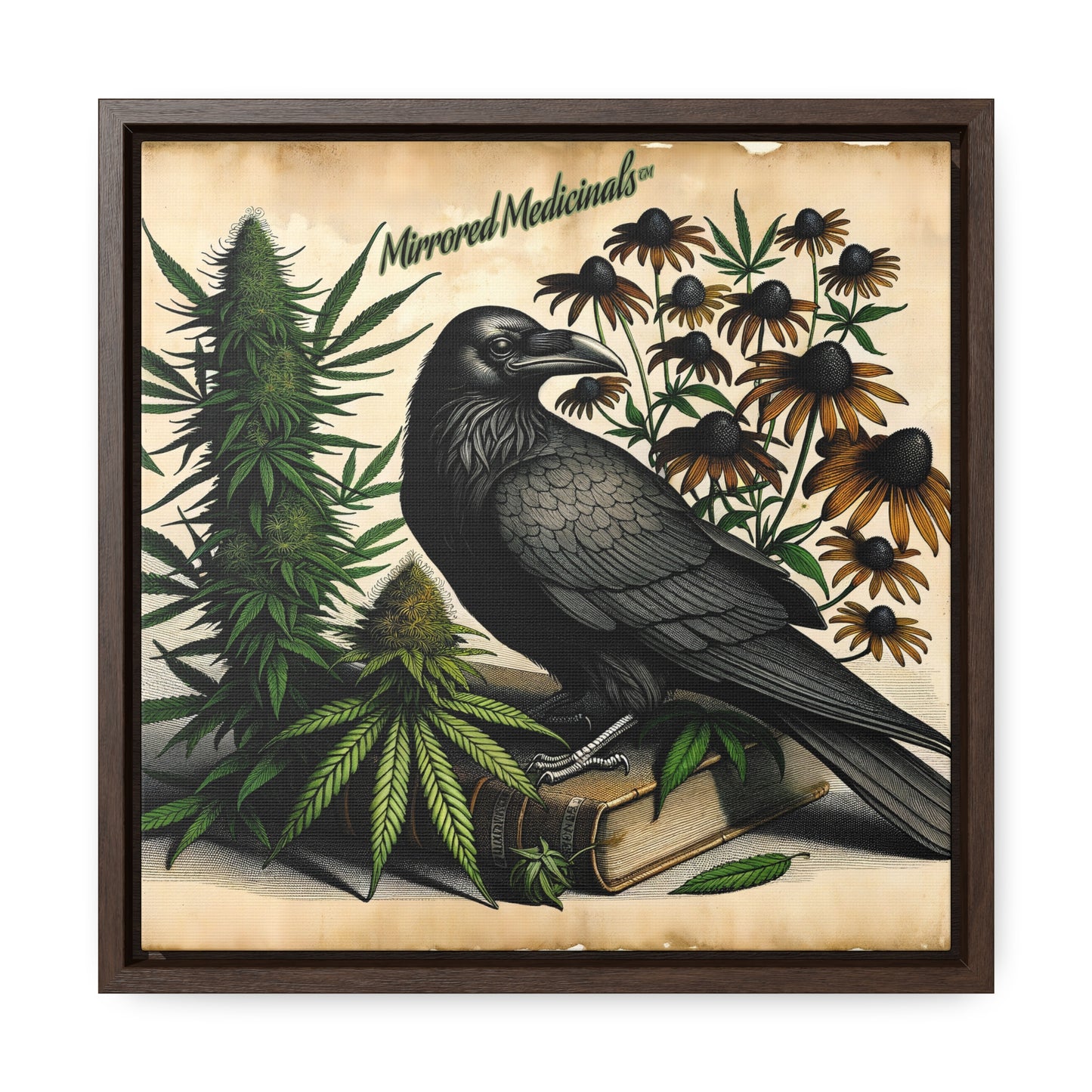 Old Line Raven 3 - Gallery Canvas Wraps, Square Frame