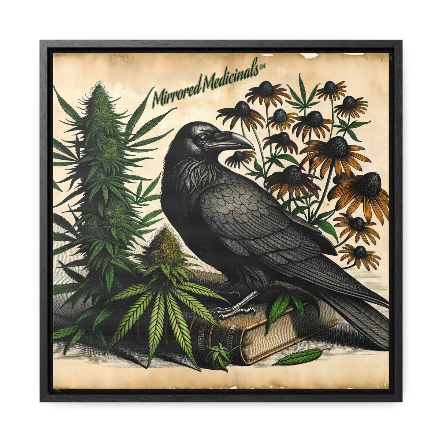 Old Line Raven 3 - Gallery Canvas Wraps, Square Frame