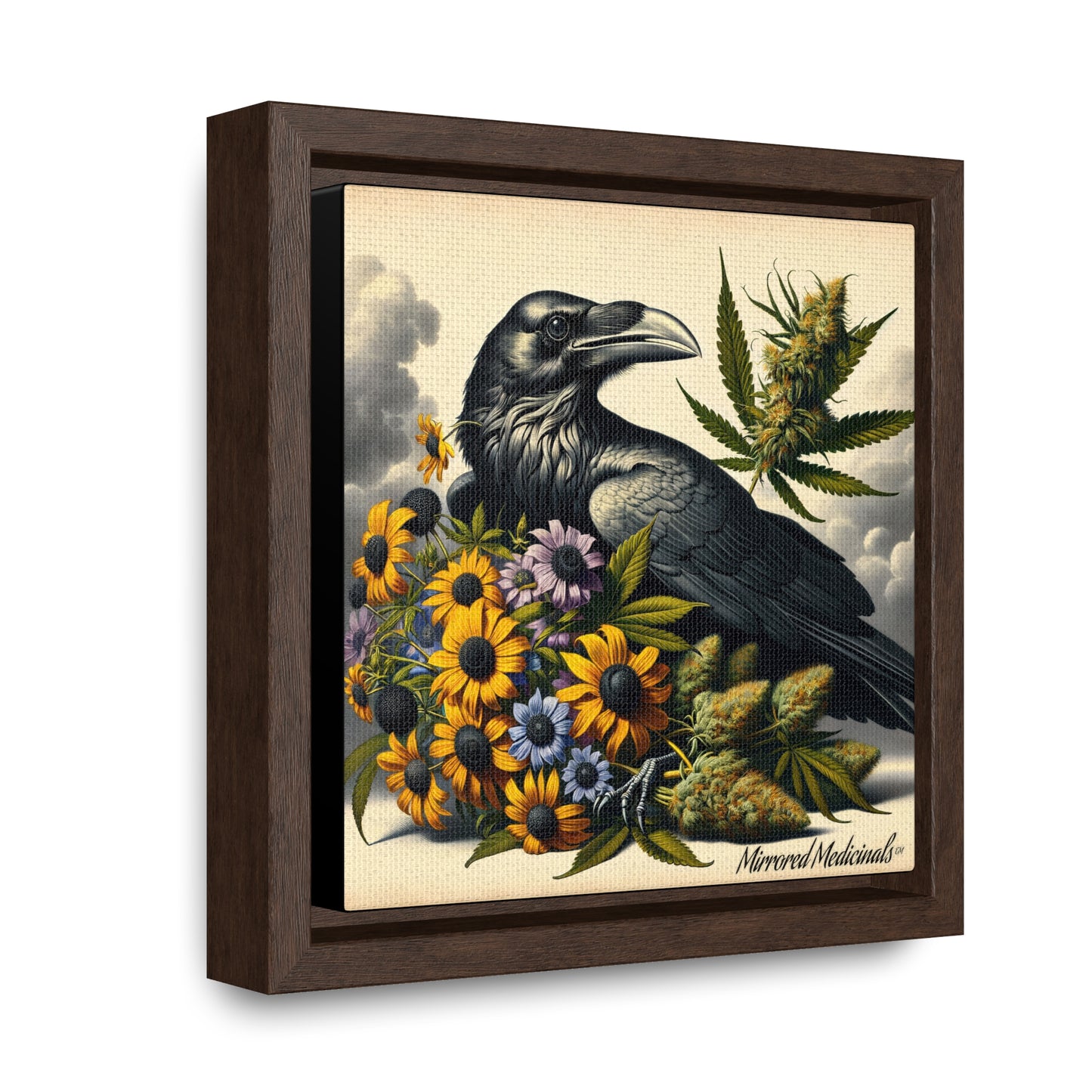 Old Line Raven 2 - Gallery Canvas Wraps, Square Frame