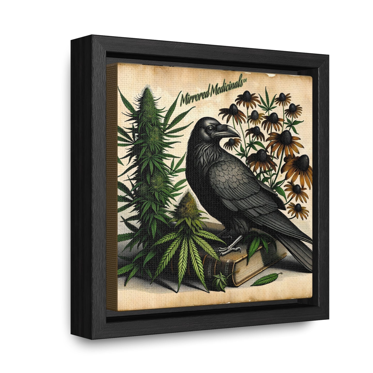 Old Line Raven 3 - Gallery Canvas Wraps, Square Frame