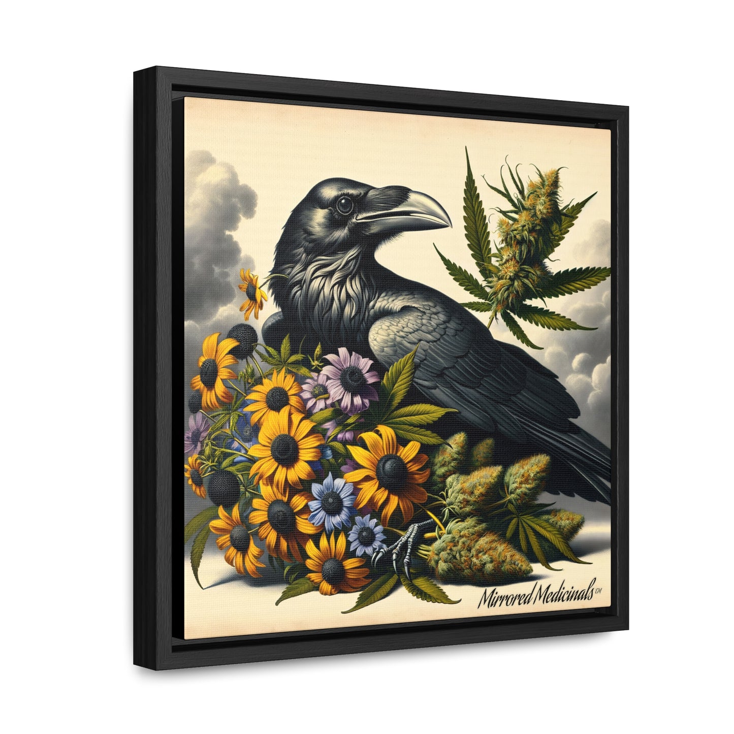 Old Line Raven 2 - Gallery Canvas Wraps, Square Frame